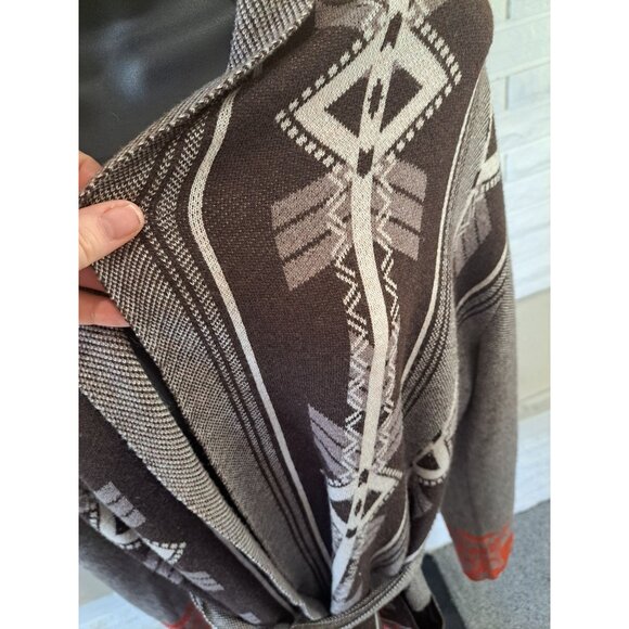 Native-Inspired Knit Cardigan Sweater Wool Blend Tie Patterns M. Rena Womens L - Picture 3 of 8